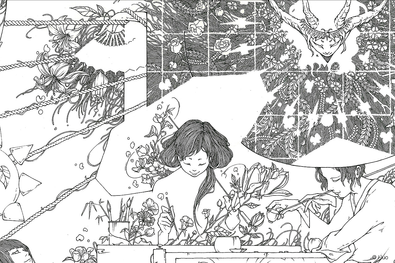 工笔粹线（图ZMjMzMzk3NTI=） - 艺术插画 - 站酷设计师罗元元元原创素材 - 站酷ZCOOL