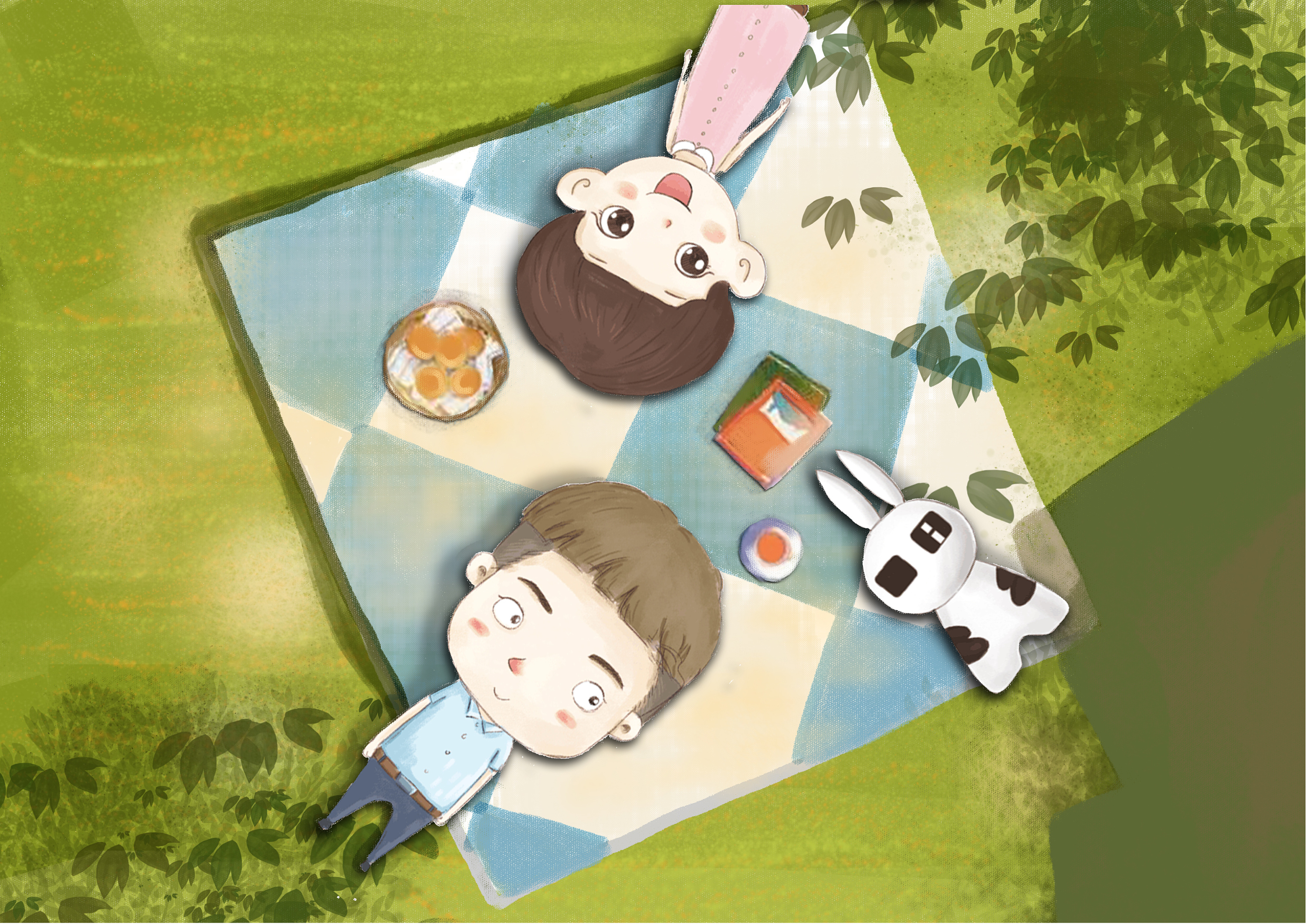 户外野餐系列漫画插画