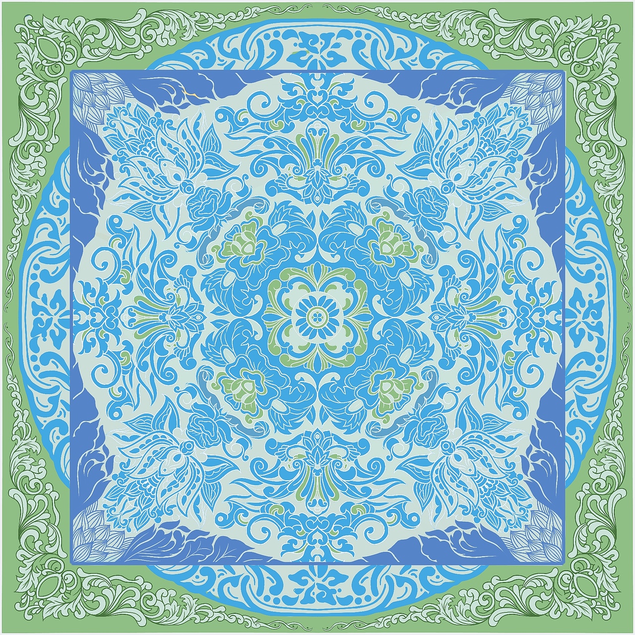 中国传统纹样丝巾图案设计