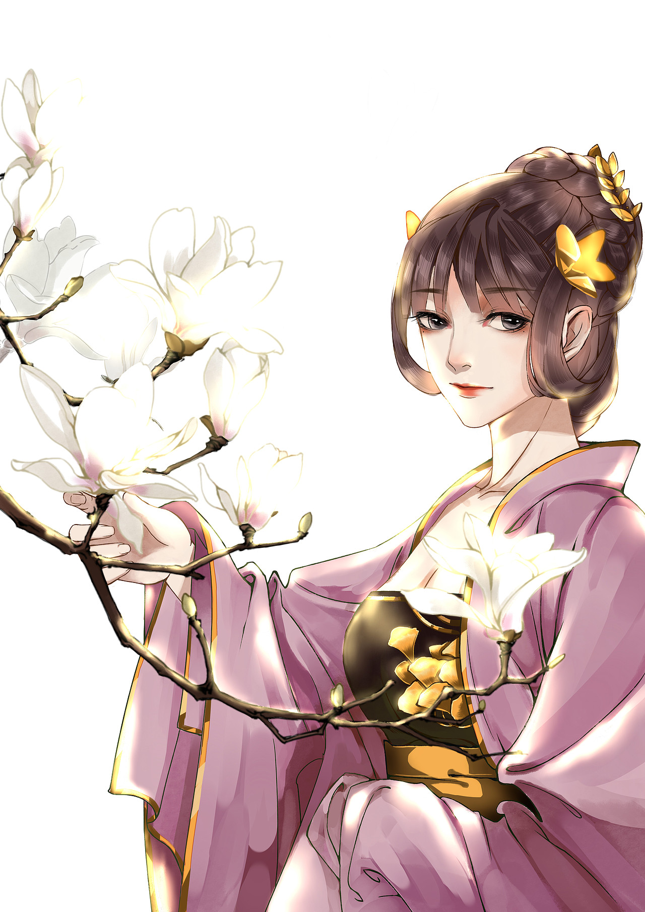玉兰花女（图ZMTcwNjk2NDQ0） - 商业插画 - 站酷设计师花祭沅汐原创素材 - 站酷ZCOOL