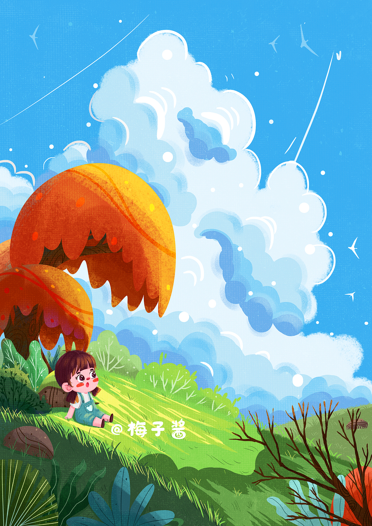 儿童插画合集——蓝天白云（图ZMjgwODE0NDQ0） - 儿童插画 - 站酷设计师梅子酱zj原创素材 - 站酷ZCOOL