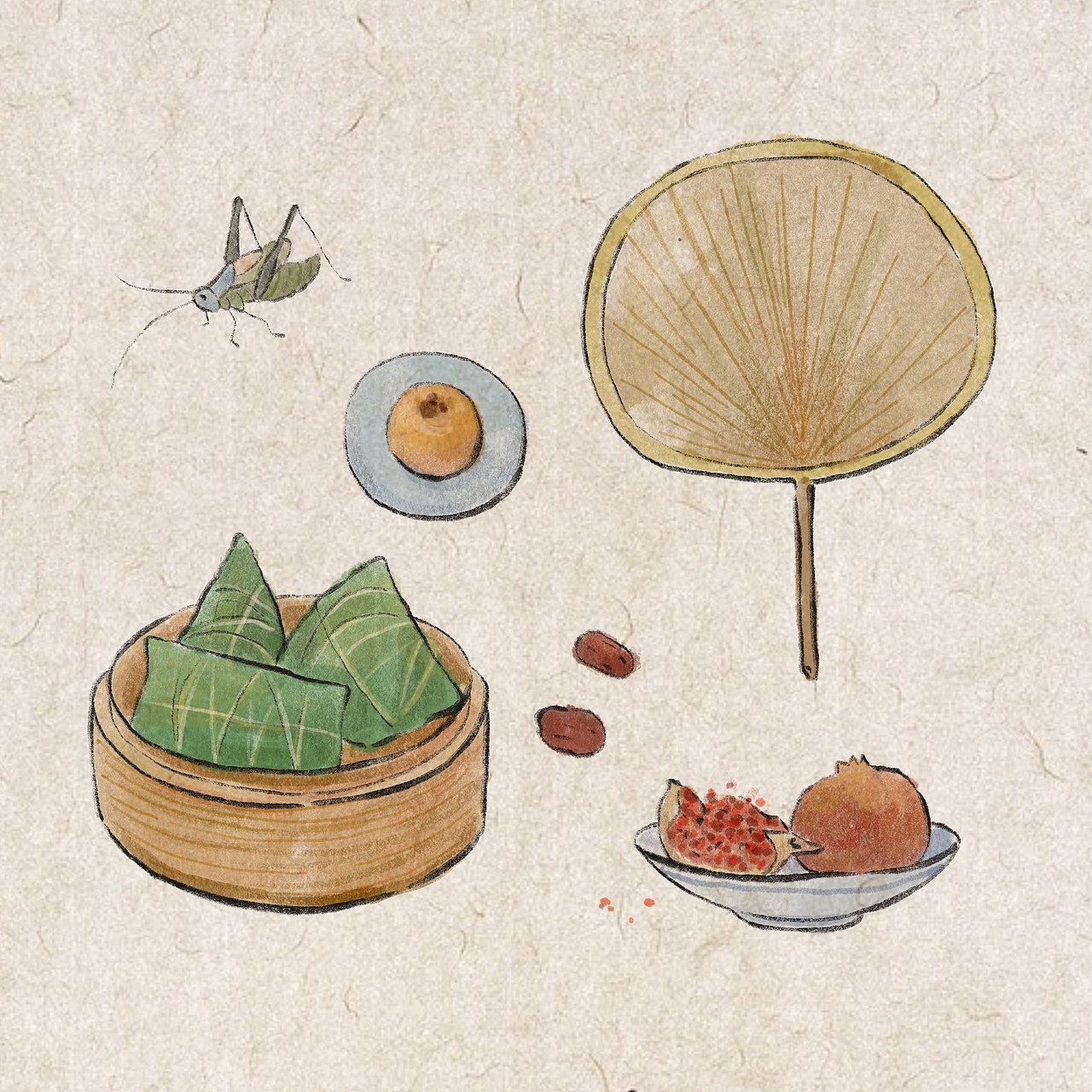 静物组合无限的让我想念儿时在爷爷奶奶家里乘凉的瞬间,一扇西瓜,蒲扇