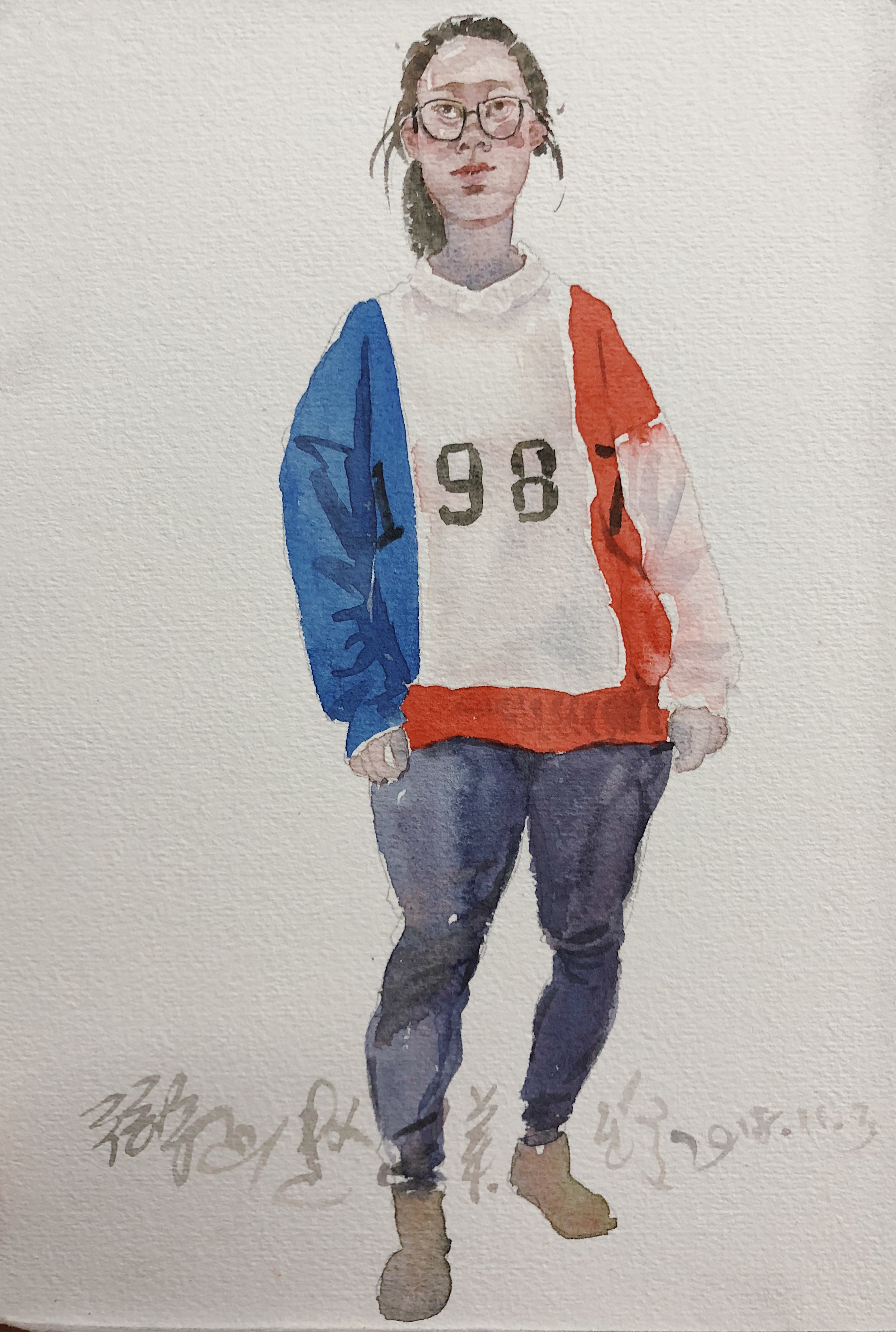 一组水彩人物速写,25-35min