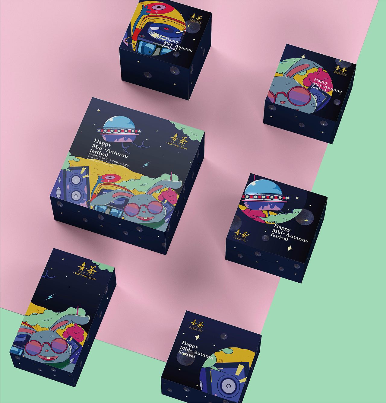 月饼包装/插画-中秋月饼包装设计（图ZMjAwNzM0NTEy） - 包装 - 站酷设计师林下妖原创素材 - 站酷ZCOOL