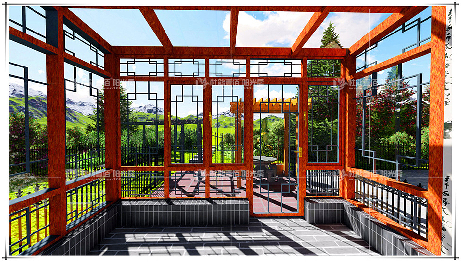 分享收藏别墅庭院阳光房隔热保温德高瓦木质阳光房设计图楼顶露台阳光