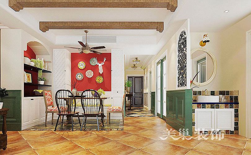 保利永威西溪花园142平四室两厅美式乡村装修效果图——餐厅