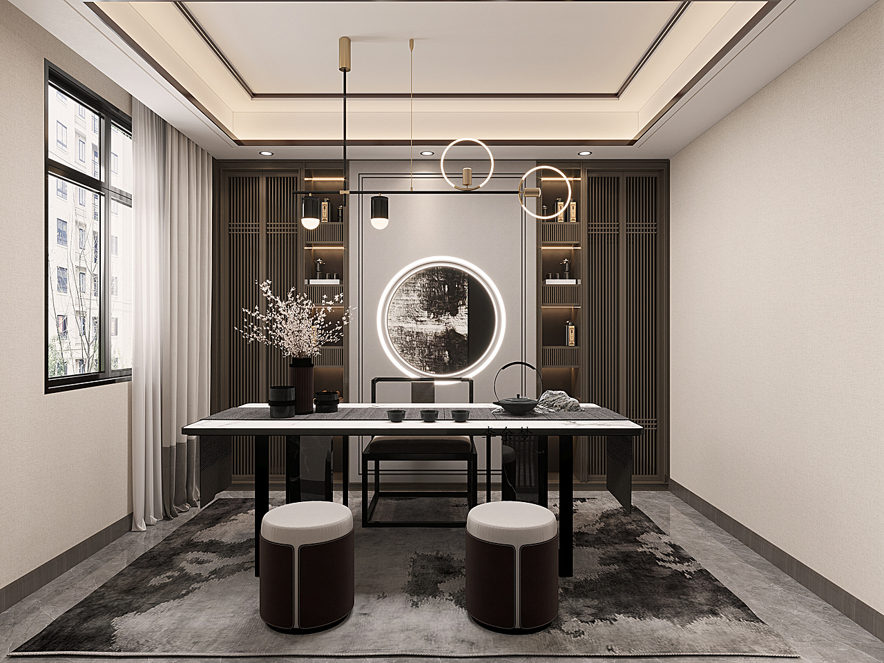 家装——新中式客餐厅