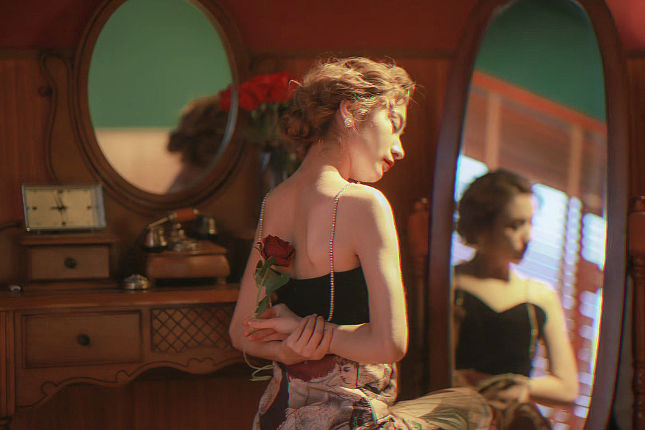 中古世纪的欧洲油画少女