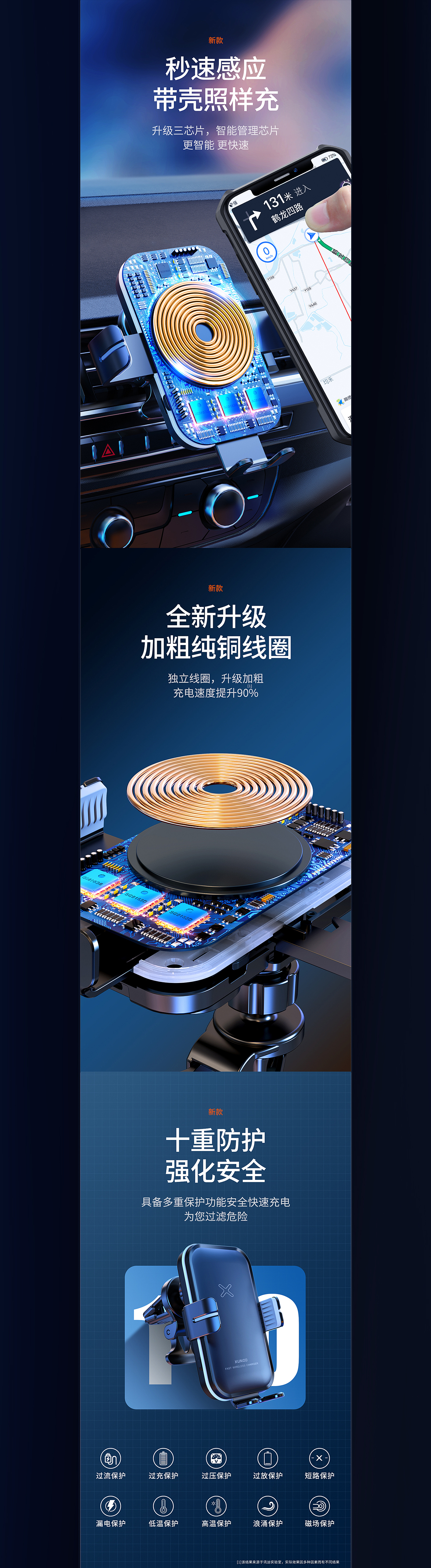 无线充车载支架 详情