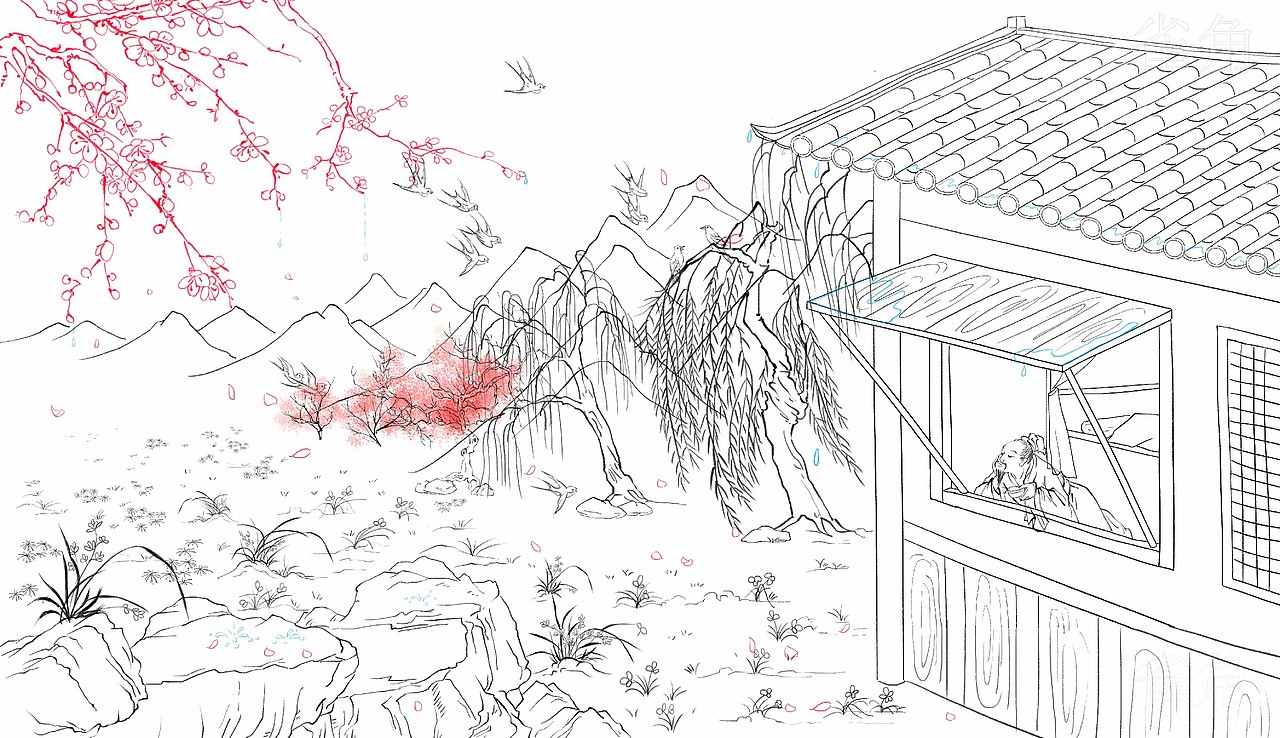 古诗词绘本线稿