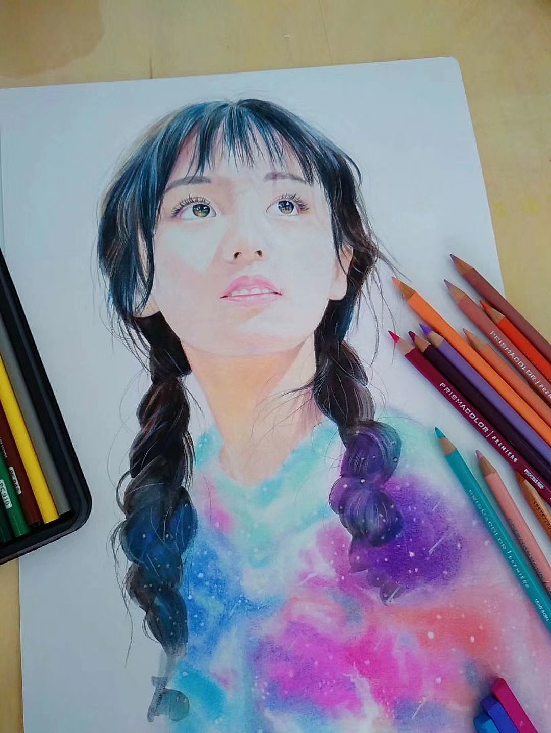 【凝】深邃的眼眸,宛如星辰大海
彩铅水彩色粉混搭,梦幻唯美风