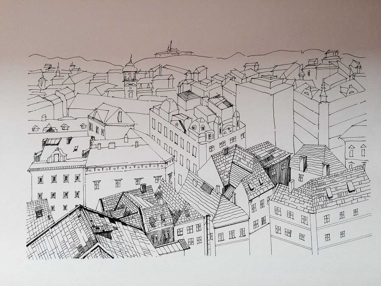 捷克布拉格鸟瞰图|纯艺术|绘画|昨日西风依旧_原创作品-站酷zcool