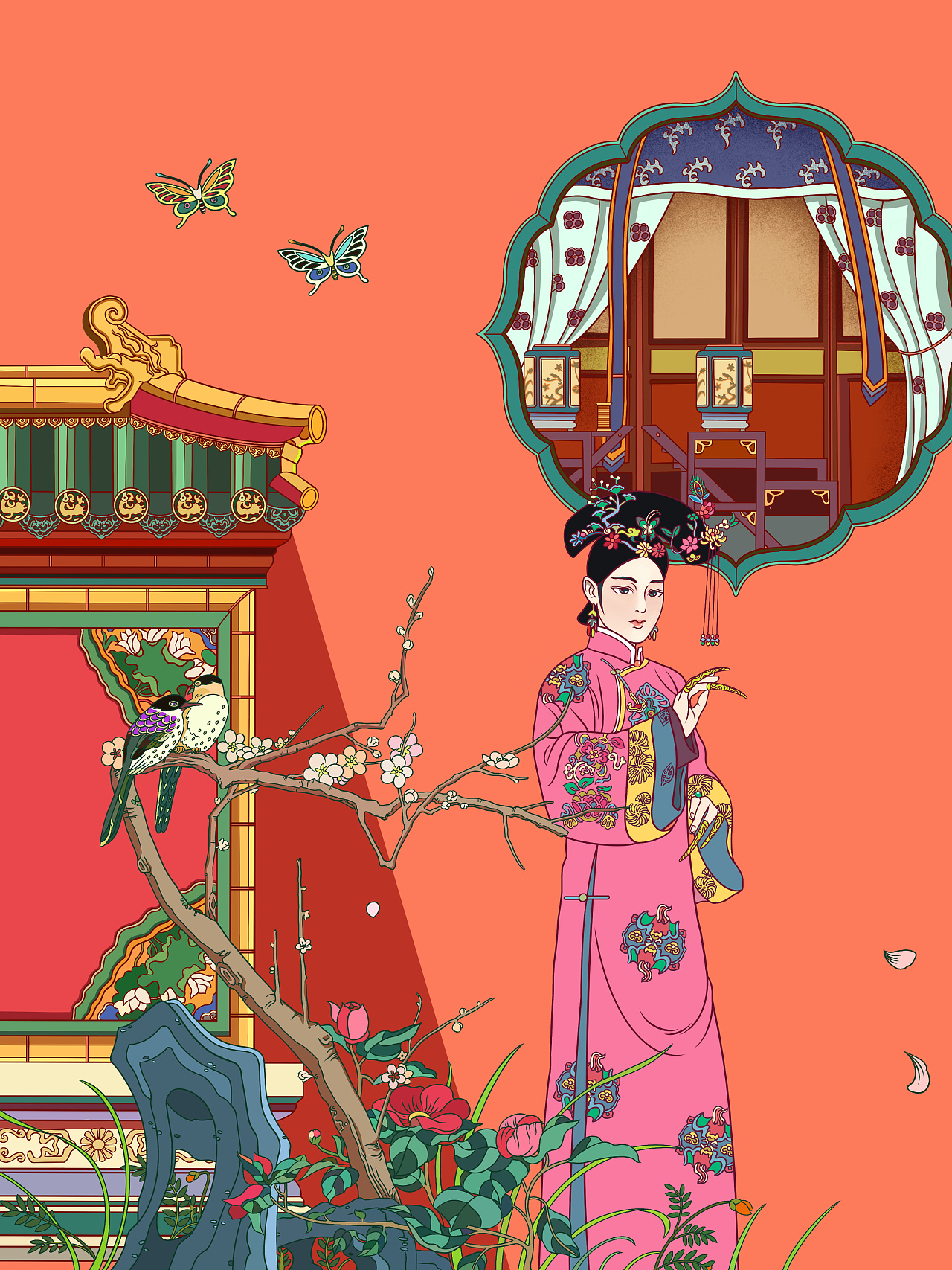 清宫后妃系列国风包装插画