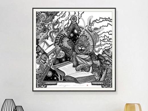 博学猫 黑白插画