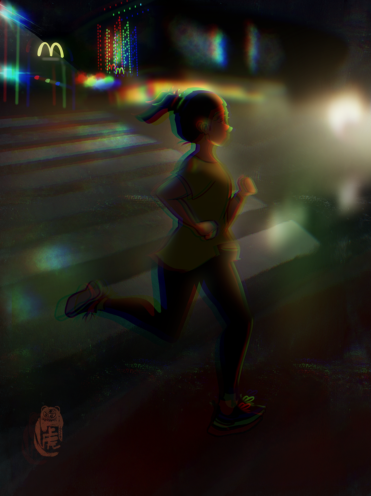 夜跑系列图（图ZMjcyNjI0NDAw） - 商业插画 - 站酷设计师爱画画的胖虎原创素材 - 站酷ZCOOL