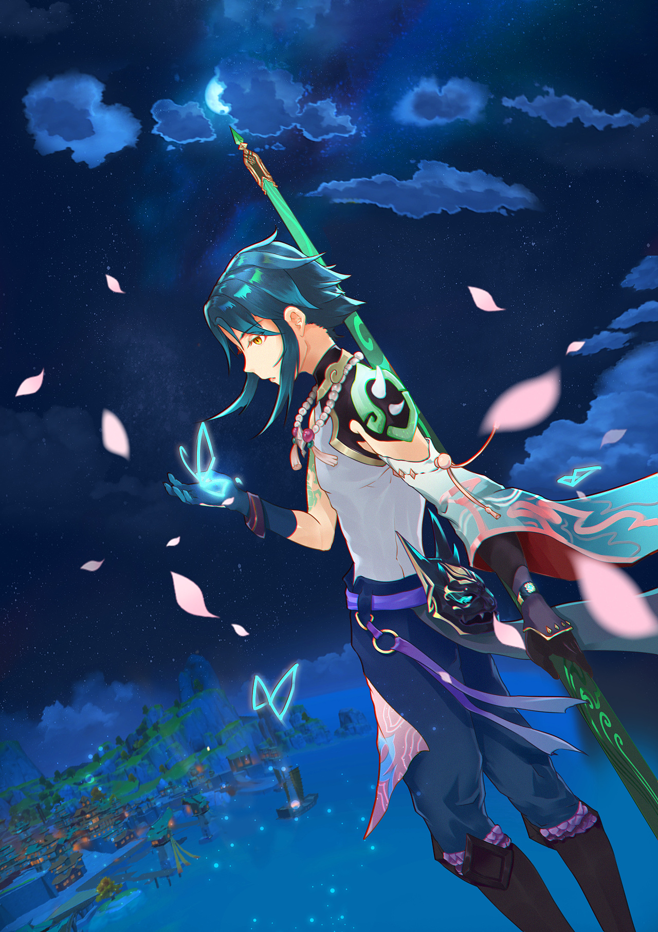 原神-魈-明霄灯海|插画|游戏原画|genos1 - 原创作品 - 站酷 (zcool)