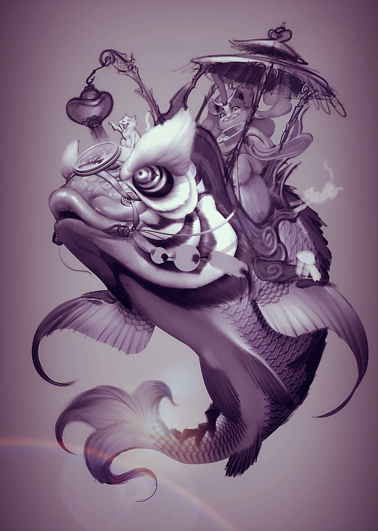 年年有鱼财神到 中式圣诞喵大人~（图ZNjU0MTE5NDg=） - 创作习作 - 站酷设计师齐天大宋原创素材 - 站酷ZCOOL