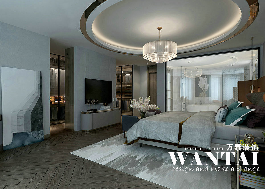 泰安国山墅256m²大平层现代港式轻奢装修效果图-牛嘉伟
