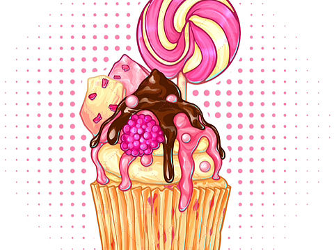 甜品插画 |棒棒糖小蛋糕🍭