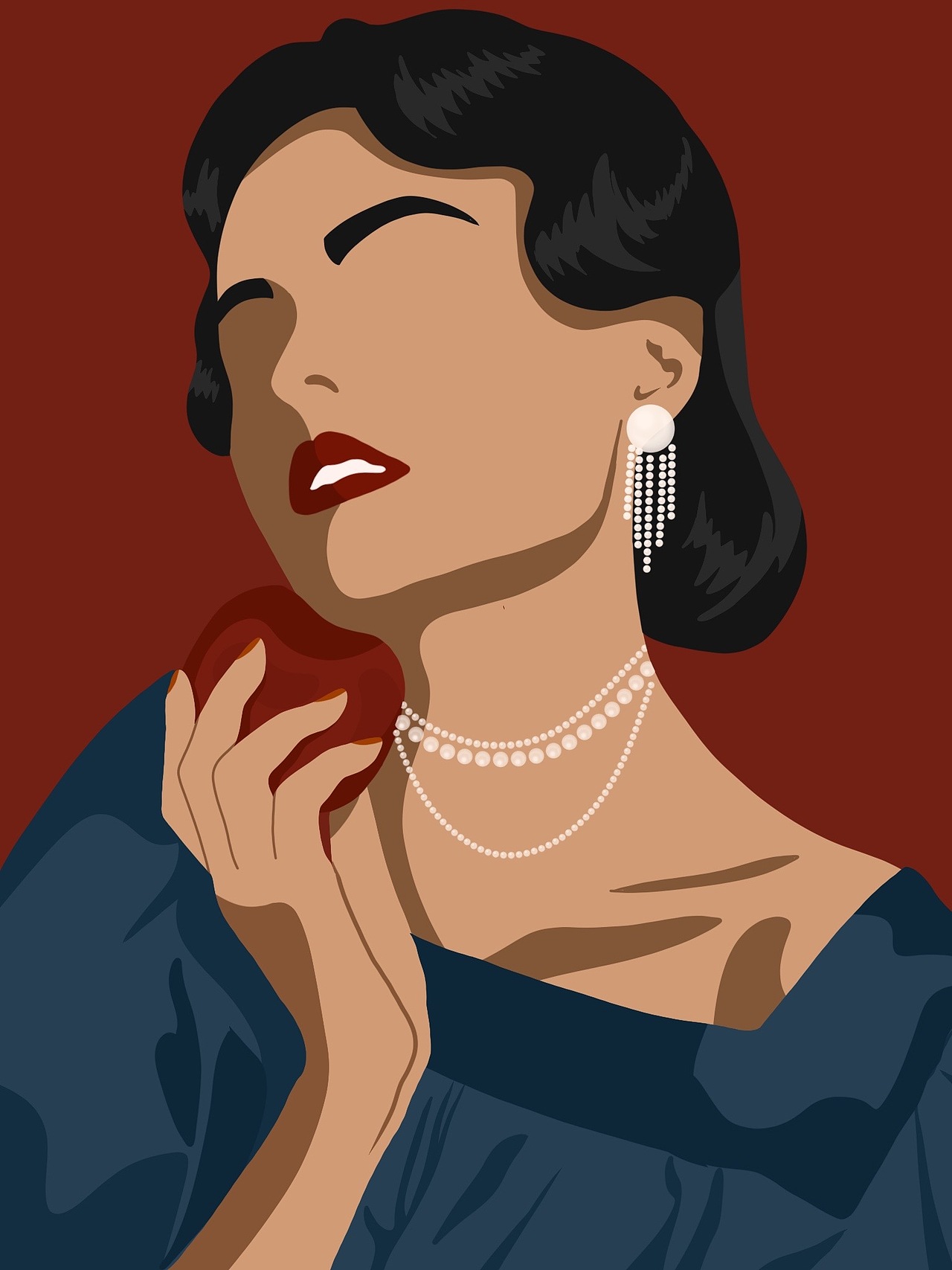 扁平复古人物插画