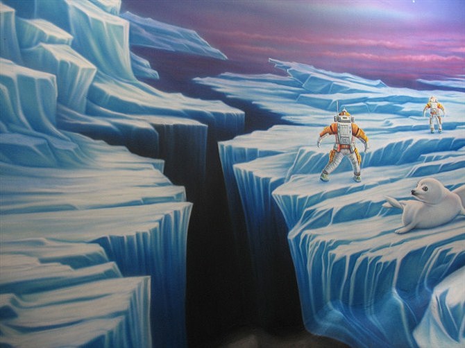 海洋馆冰川3d立体画墙地3d立体画