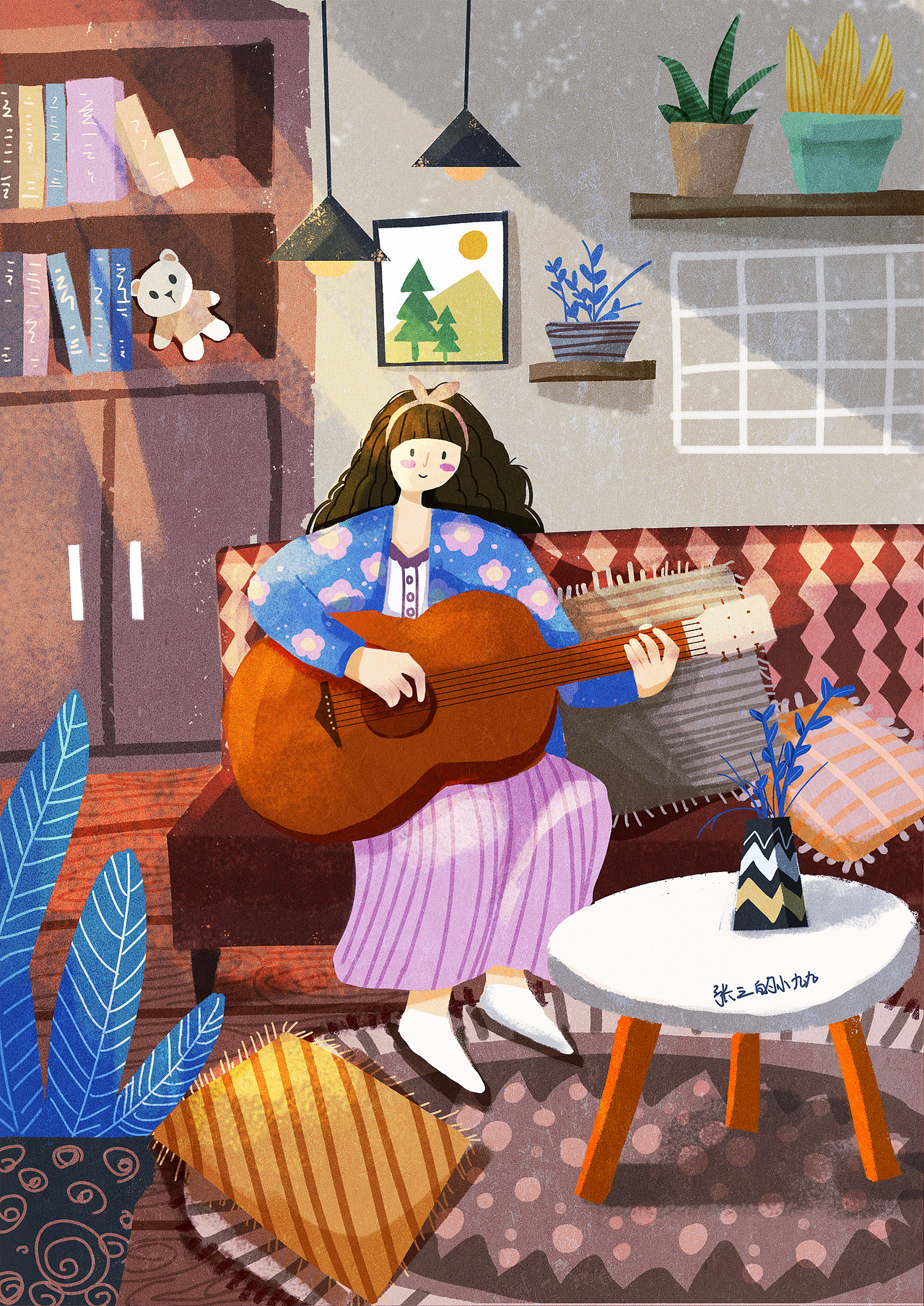 一张扁平风插画～