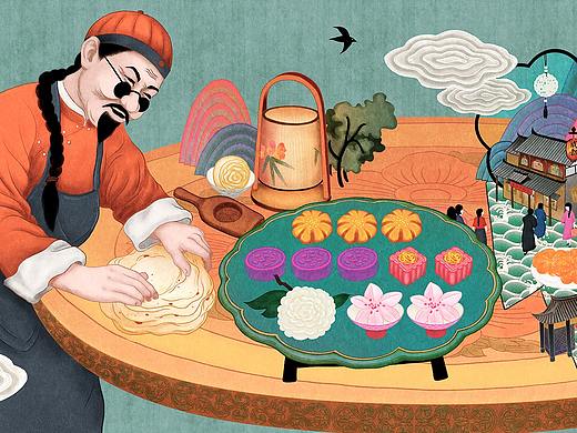 宽窄巷子老成都糕点铺主题插画