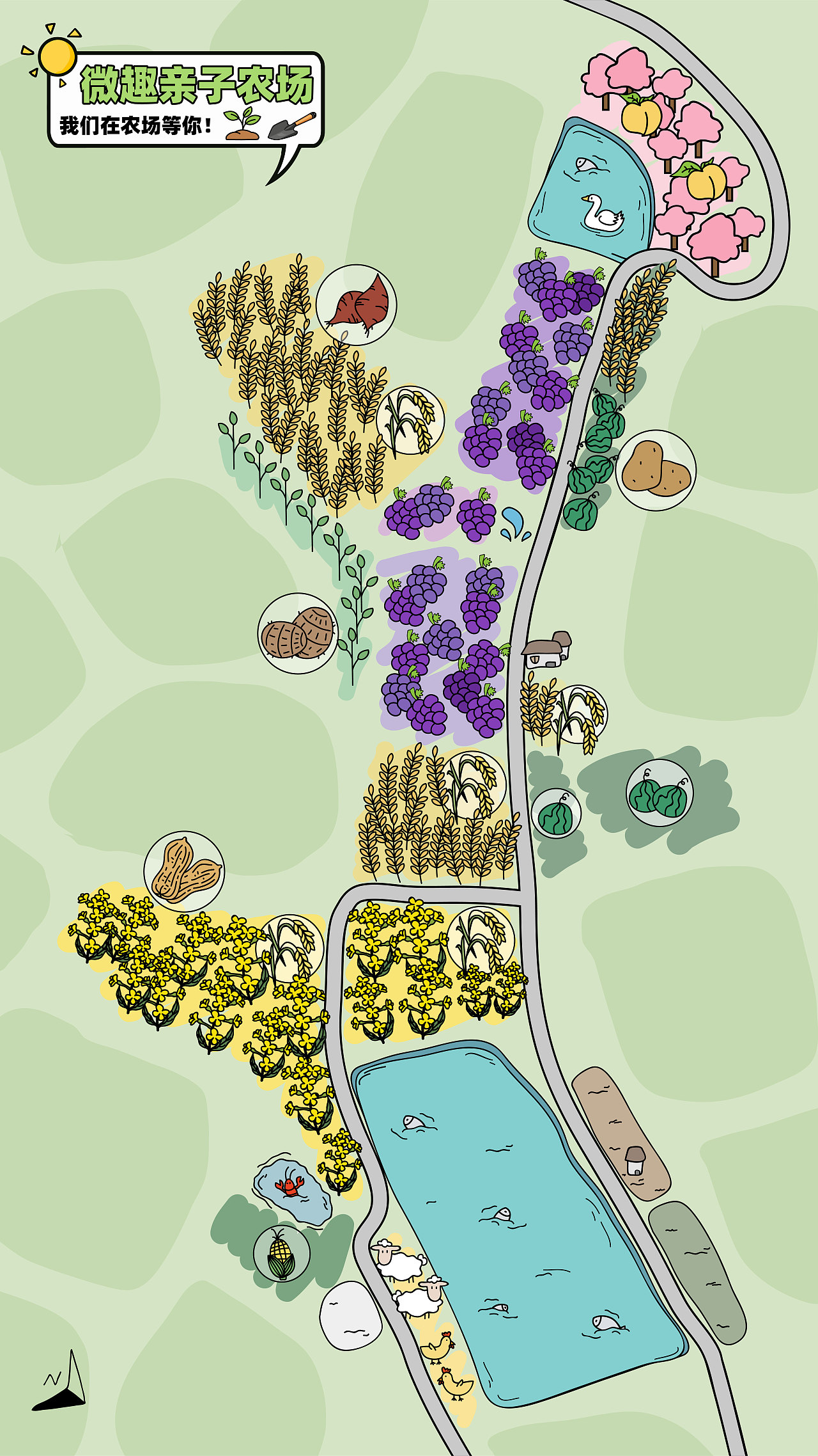 农场手绘地图 系列海报