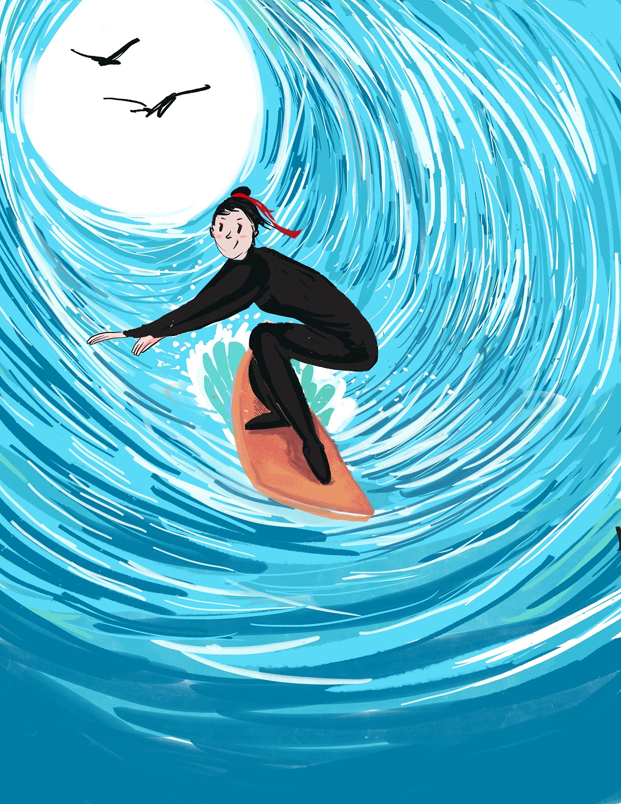 花木兰也来冲浪了