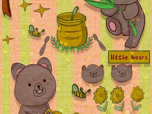 《两只小熊在劳动》（个人主页-ZNjg2MTEwOTI=） - 商业插画 - 站酷设计师漫漫子麒原创素材 - 站酷ZCOOL