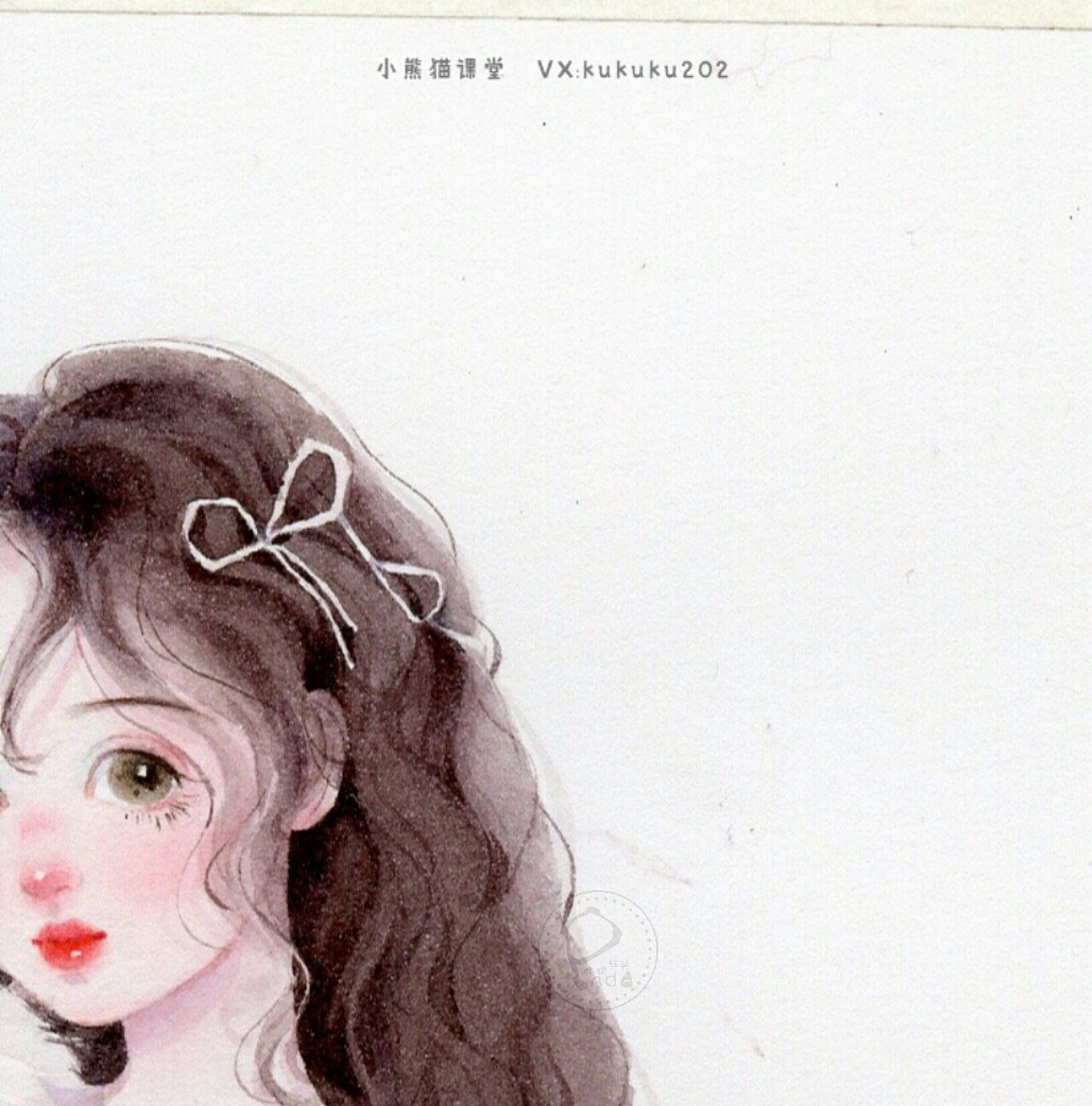 水彩手绘人物插画水彩教程卡通插画头像唯美抱猫少女壁