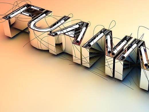 C4D字母设建模渲染-银色