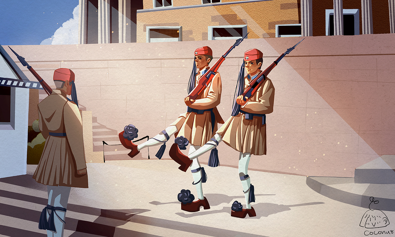 在雅典宪法广场碰见交接仪式