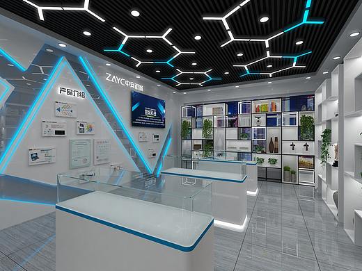 平安银城展厅智慧园区科技风3D效果图