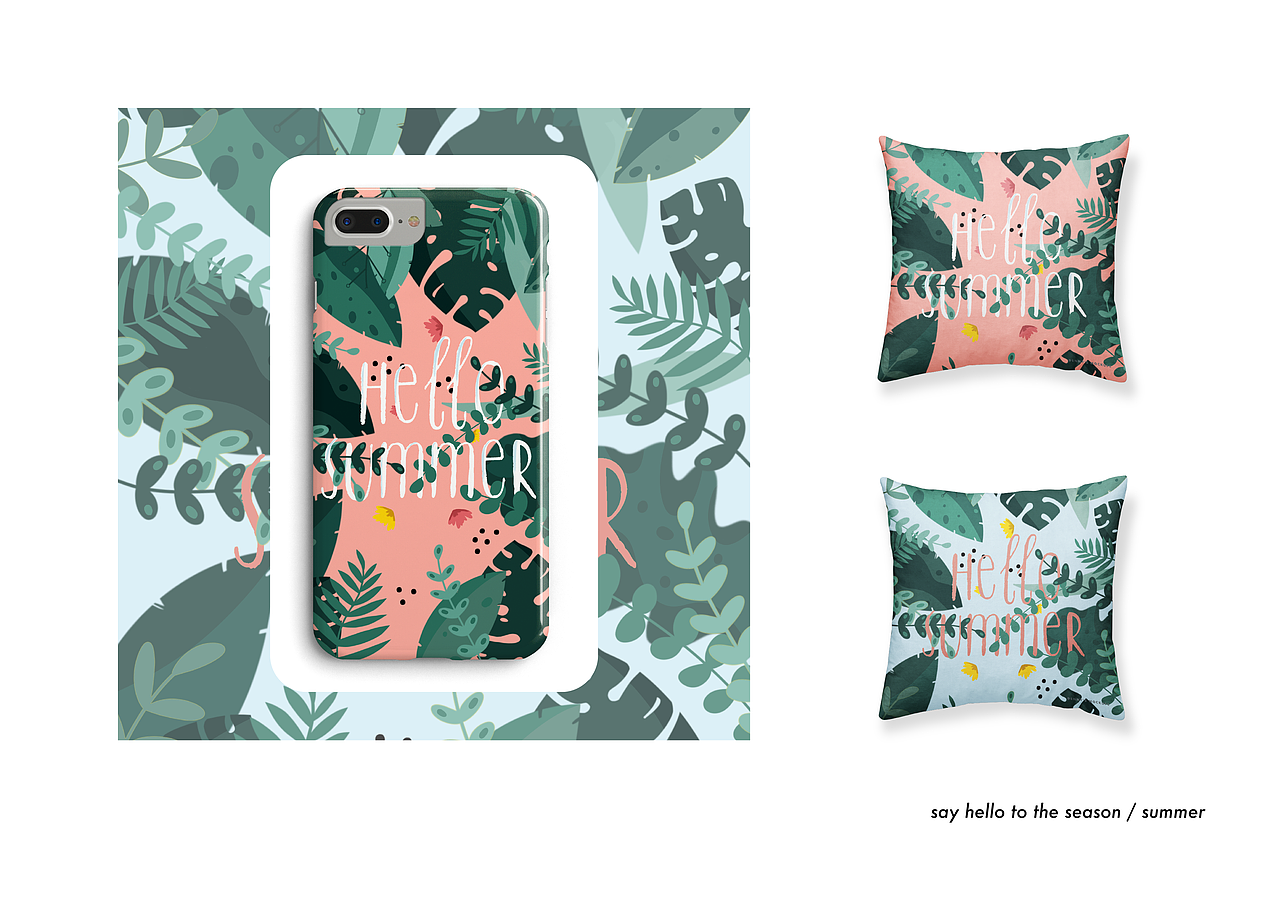 你好，四季 花卉图案系列应用（图ZMTQ5MTU4NTY0） - 商业插画 - 站酷设计师朱哩原创素材 - 站酷ZCOOL