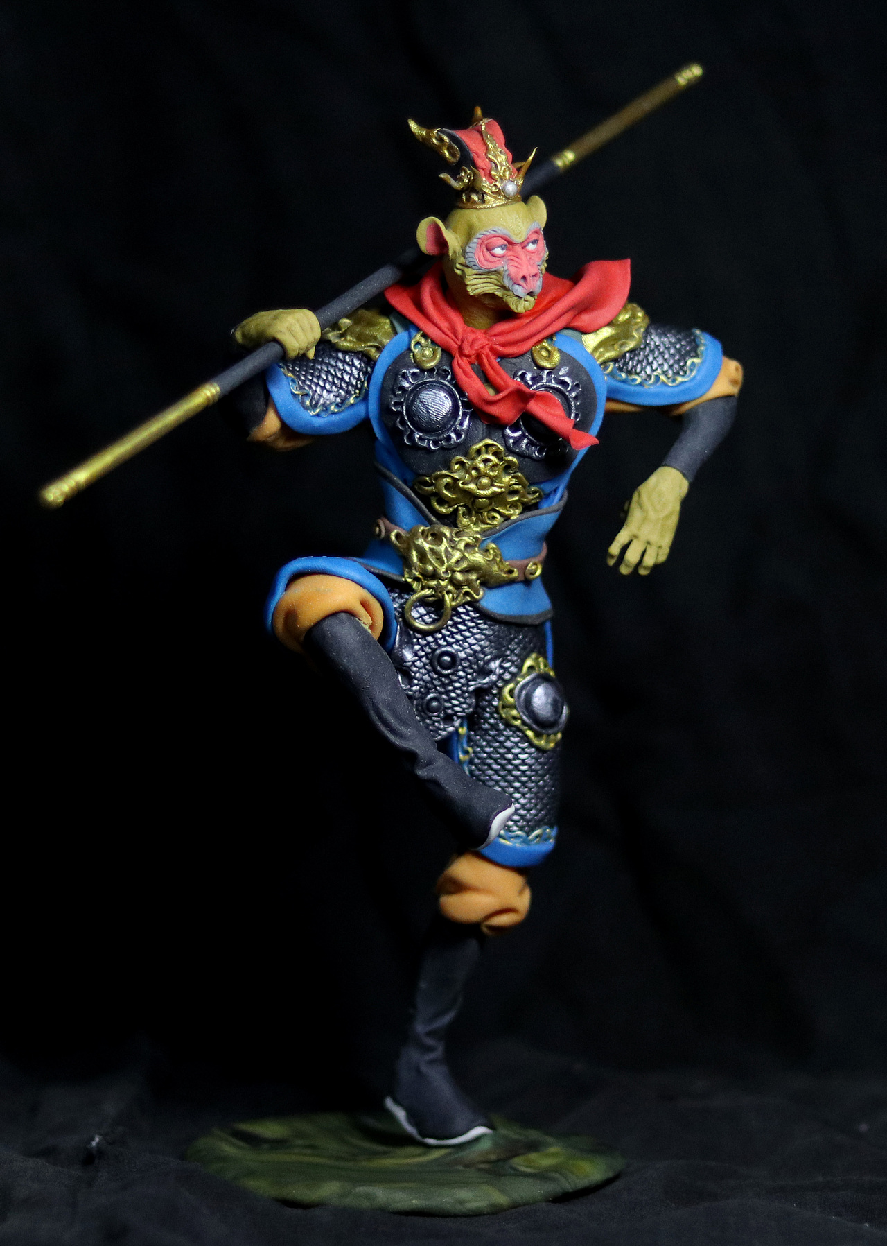 塑新斋潘纪坤手作彩塑作品之悟空大圣