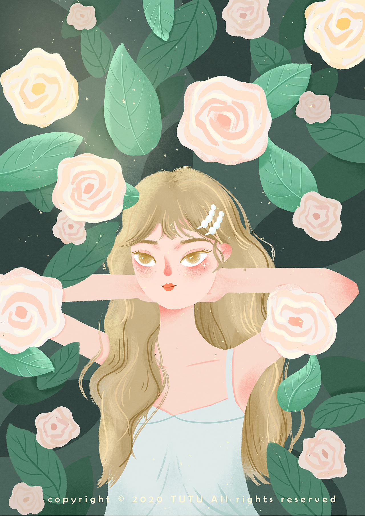 原创人物插画/花儿与女孩（图ZMjIzMTQ3MTYw） - 商业插画 - 站酷设计师是个图图TuTu原创素材 - 站酷ZCOOL