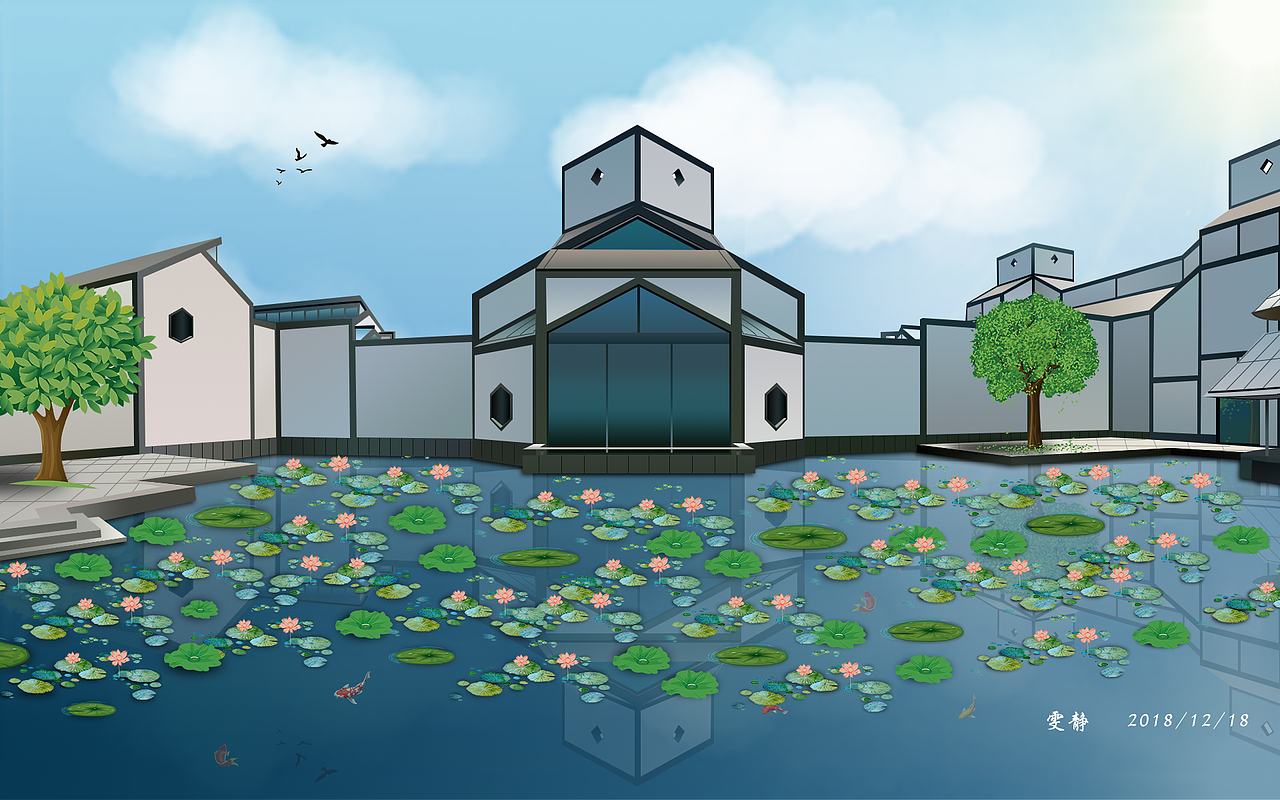 苏州博物馆（图ZMTM5MDM3ODgw） - 艺术插画 - 站酷设计师雯小静原创素材 - 站酷ZCOOL