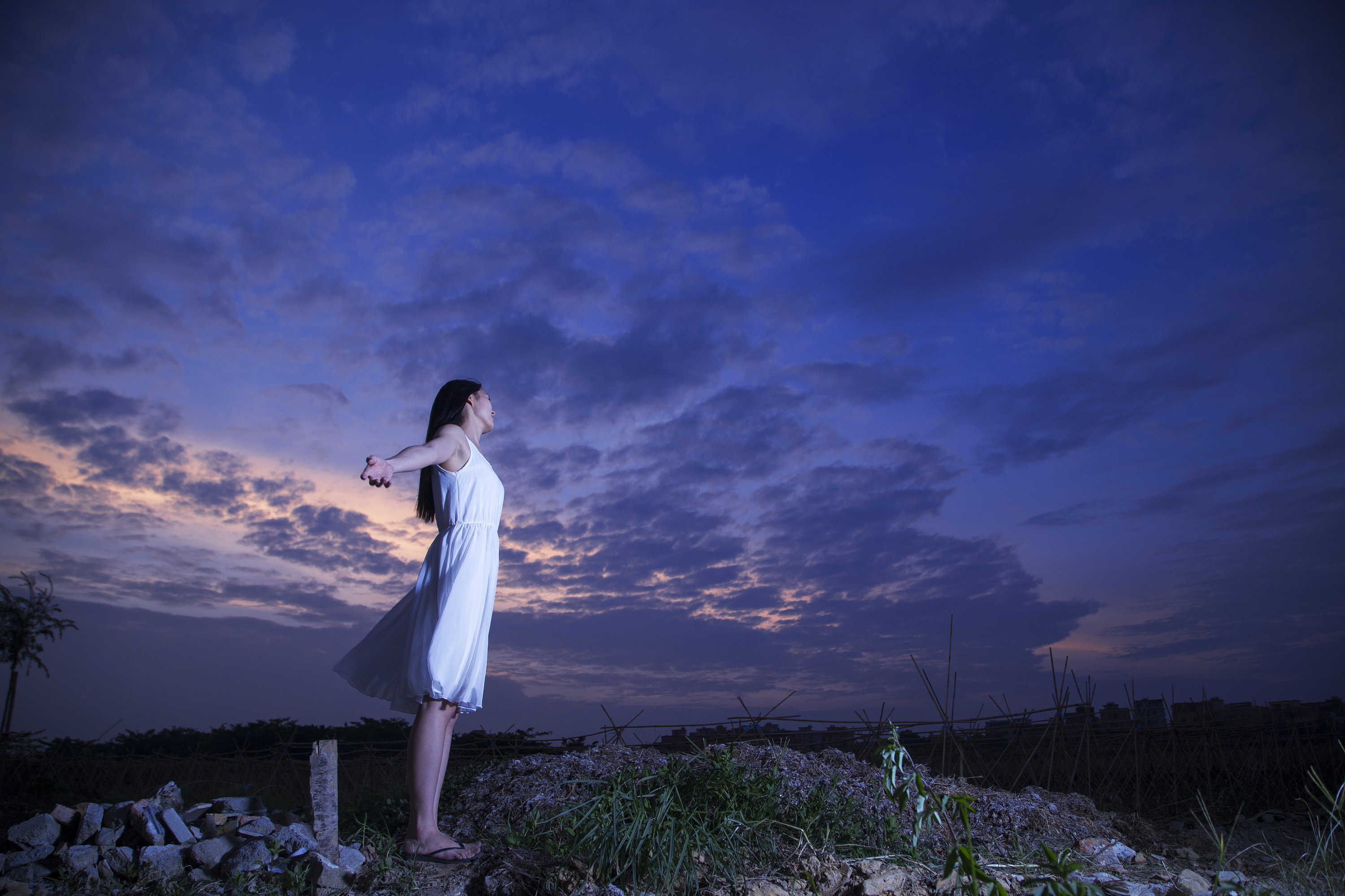 夕阳下