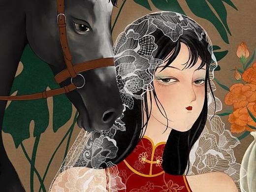《芳华》｜原创国风人物插画（个人主页-ZNjMzNDM0NTI=） - 艺术插画 - 站酷设计师半青姑娘原创素材 - 站酷ZCOOL