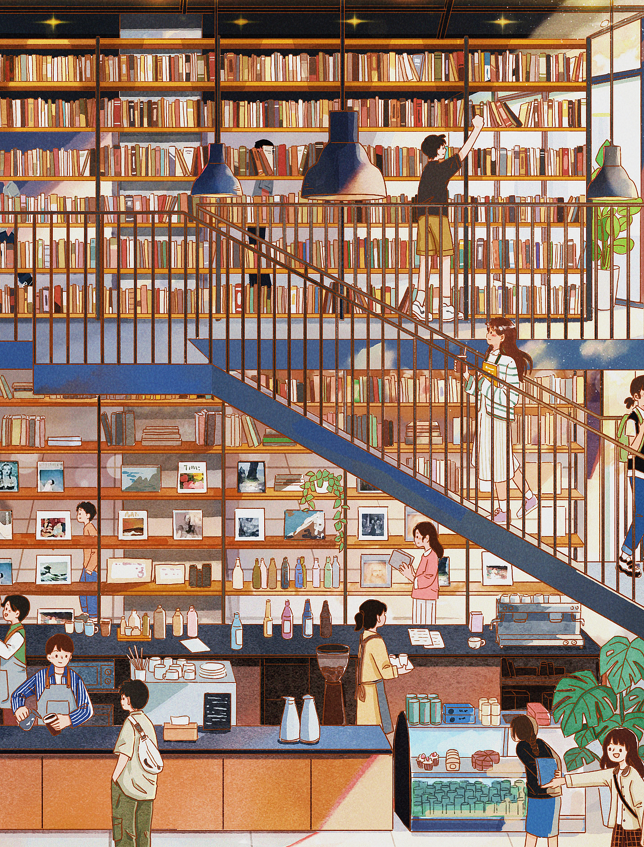 图书馆印象长卷（图ZMzE3MjUxNjUy） - 商业插画 - 站酷设计师umasou原创素材 - 站酷ZCOOL