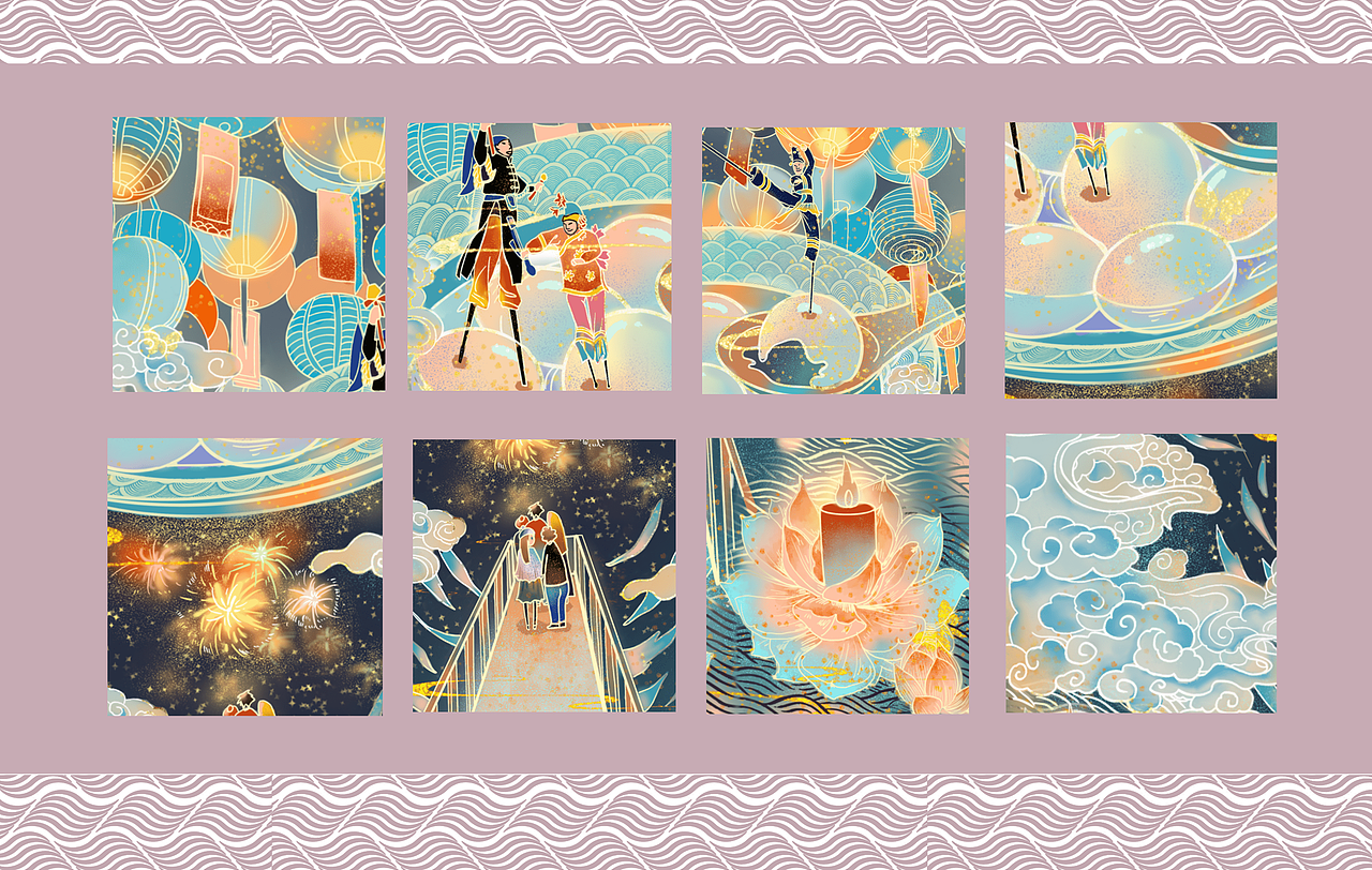 国潮插画|当情人遇上元宵（图ZMjg1NDc5MTE2） - 商业插画 - 站酷设计师柚恍原创素材 - 站酷ZCOOL