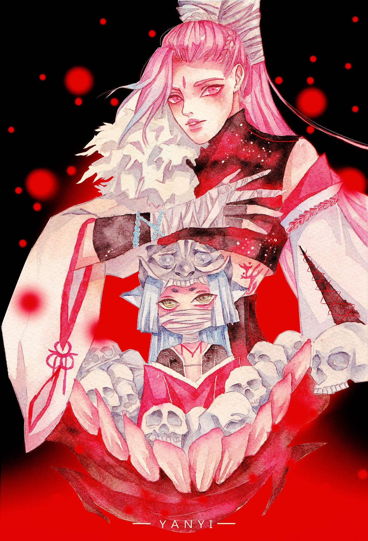 手绘 插画 水彩 暗黑