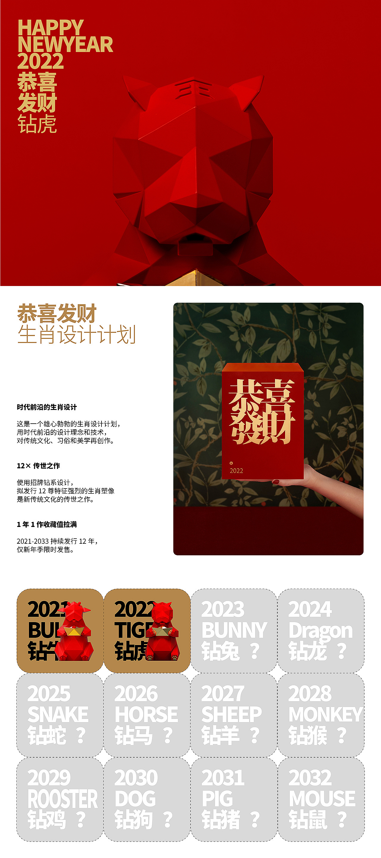 恭喜发财2022/好事会发生 虎年生肖吉祥物设计（图ZMjgwMjM4NDQw） - IP形象 - 站酷设计师青红皂白PINK原创素材 - 站酷ZCOOL