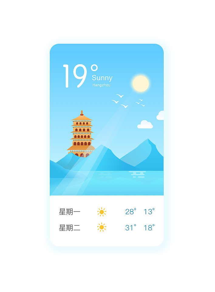 西湖十景插画之 雷锋夕照&曲院风荷