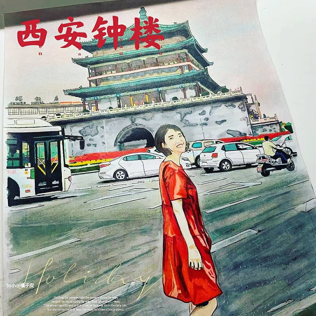 小总结西安钟楼 中国合伙人 #画画#手绘#马克笔