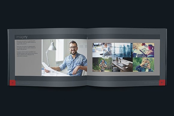 红黑色高端大气横板企业画册模板（图ZODUzNDg1NjQ=） - 书籍/画册 - 站酷设计师吾爱排版原创素材 - 站酷ZCOOL