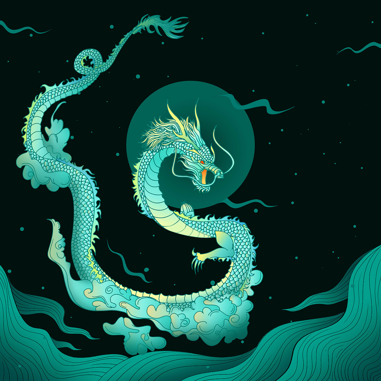 天之四灵（图ZMjU5MTgwOTcy） - 商业插画 - 站酷设计师如虎添翼包装插画原创素材 - 站酷ZCOOL