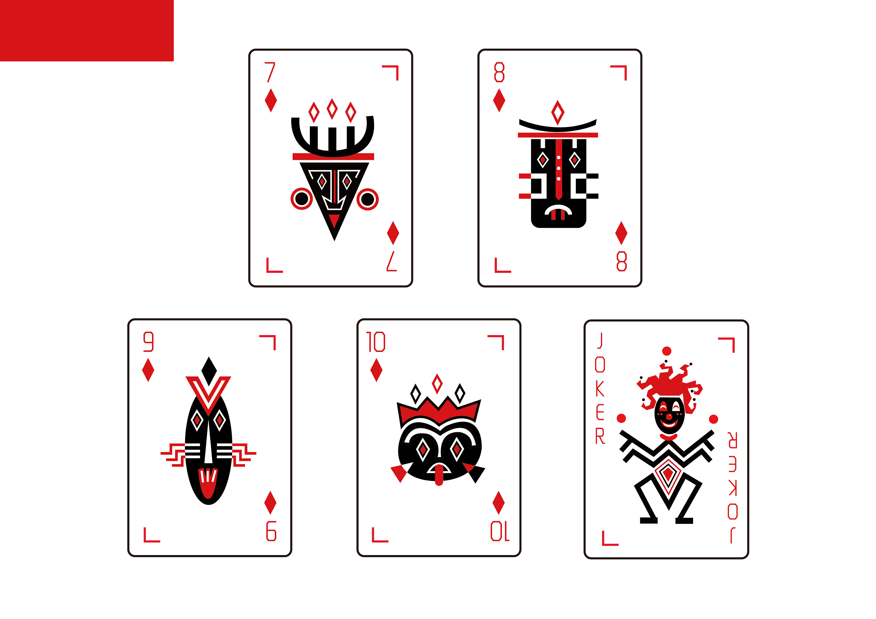 手绘卡通彩色扑克牌图片素材免费下载 - 觅知网