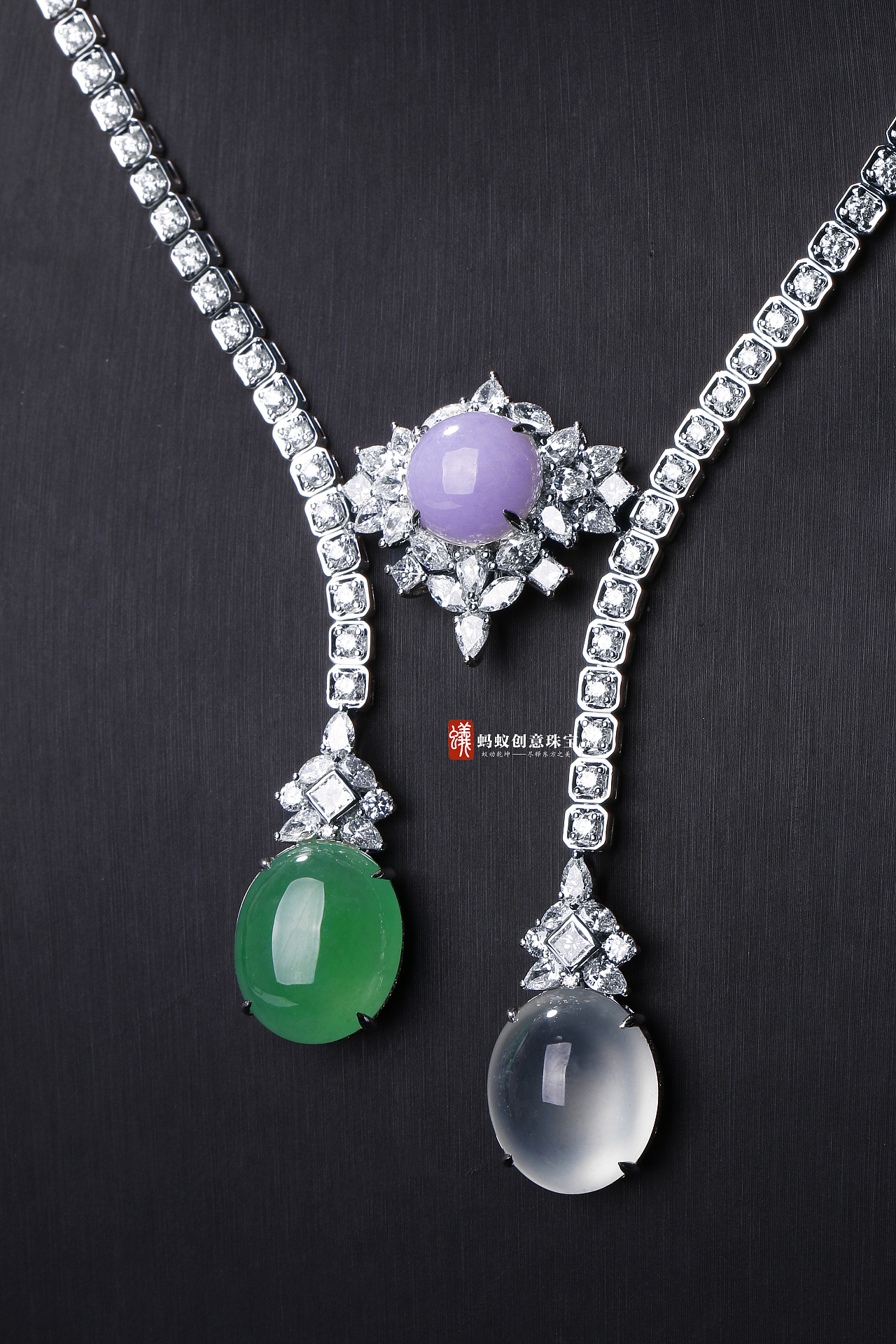 蚂蚁珠宝·个人定制 | 18k金镶嵌翡翠蛋面| 晚装链